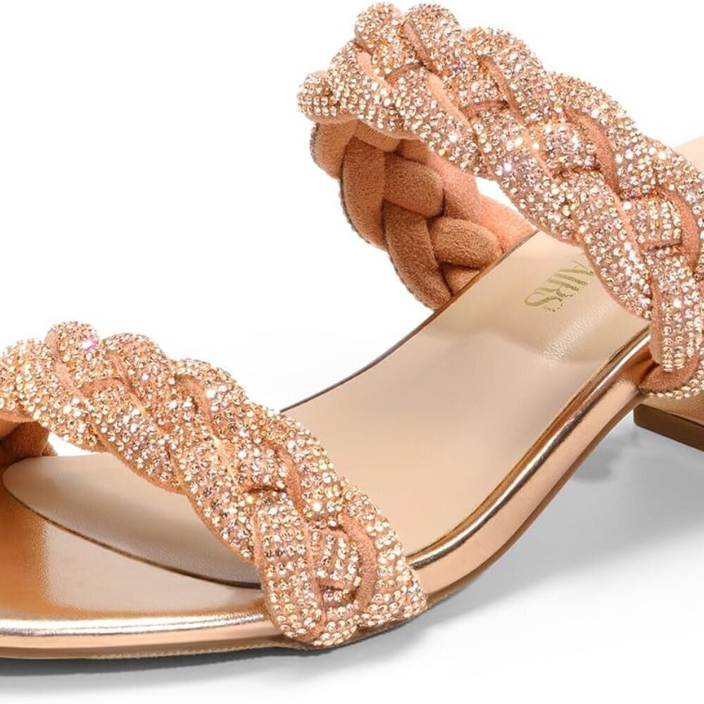 Women's Faux Suede Block Heels 2.25in Open Toe Sandals for Parties Weddings